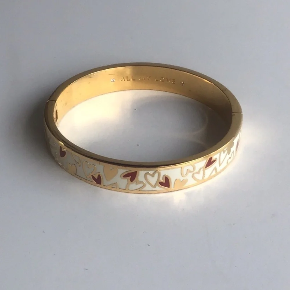 Kate Spade All My Love hearts gold plated Bangle Bracelet Rare - Picture 3 of 16